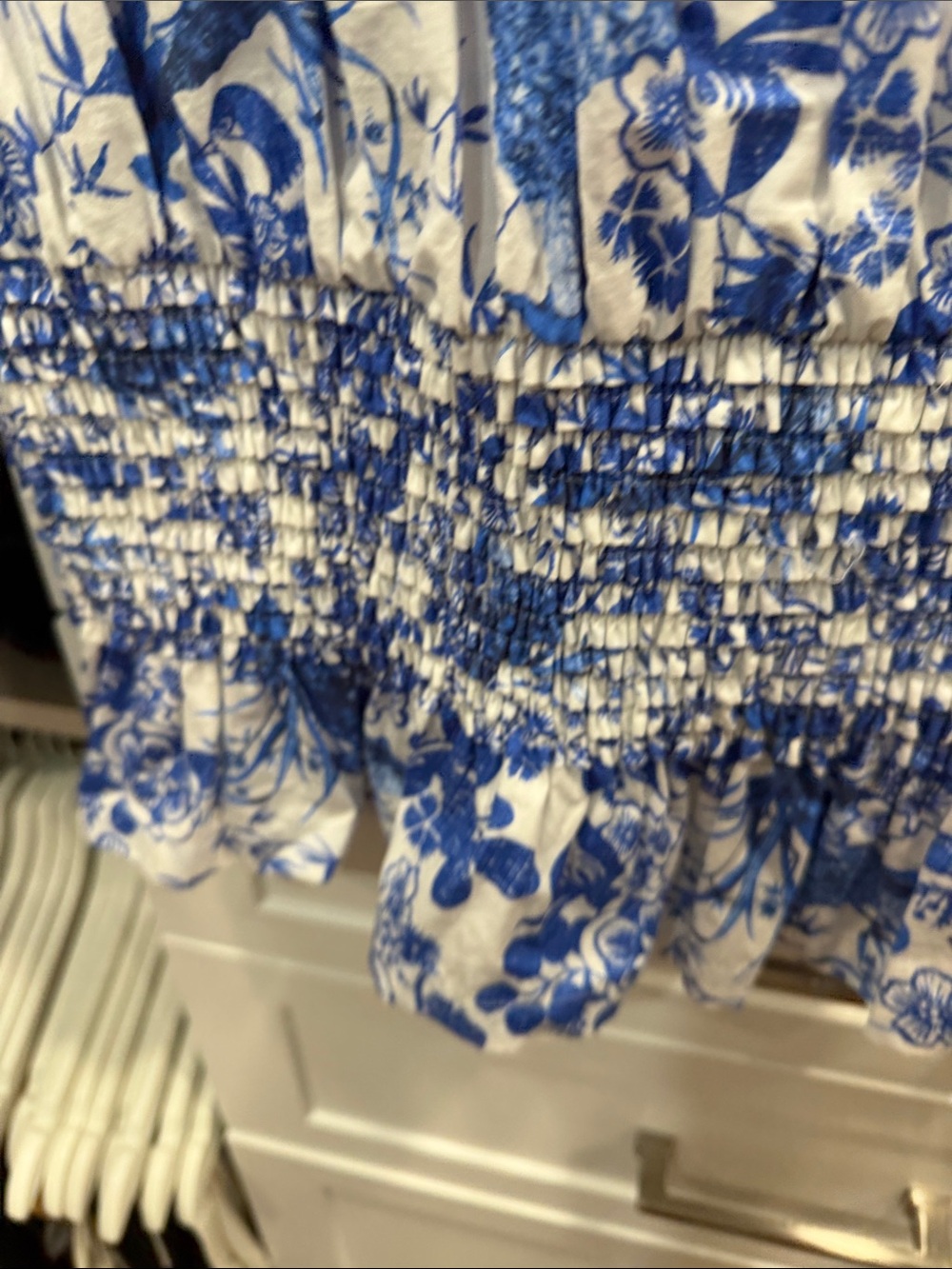 Anthropologie Blue and White Floral Smocked Tank Top - Picture 4 of 7